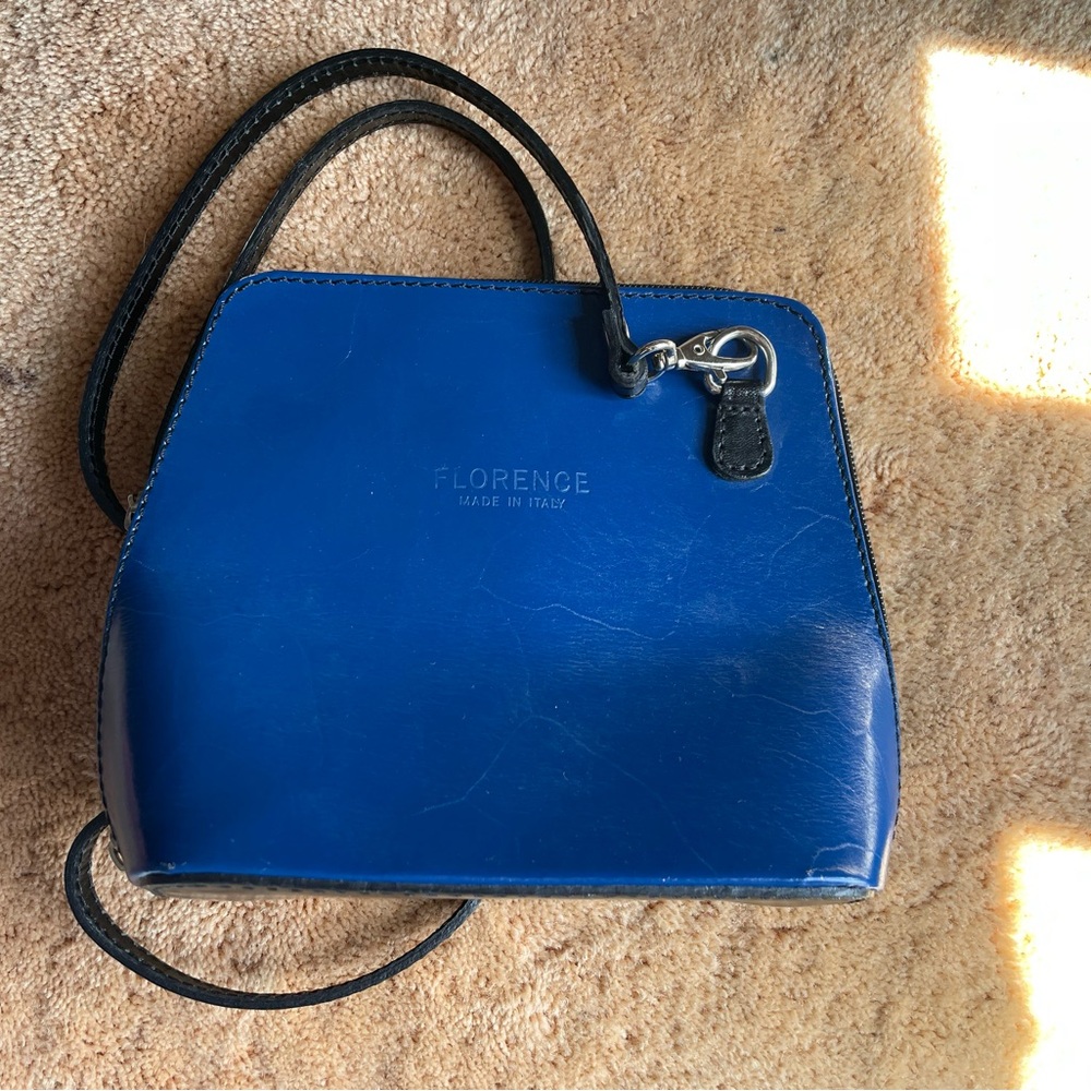 Blue Leather Crossbody Bag